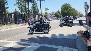 Canoga Park Memorial Day parade. LAPD  motorcycle demo