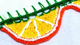 bico/barrado de crochê fácil de laranja 🍊 🍊 🍊  para pano de prato #crochê #barrado #crochet