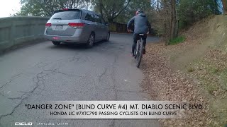 SEVEN VEHICLES PASSING CYCLISTS "DANGER ZONE" BLIND CURVE #4 MT  DIABLO SCENIC BLVD