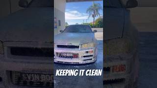 Watch the R34 Skyline sparkle in every wash! 🌟✨ Keeping it pristine ! #CleanMachine #SkylineShine