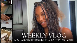 WEEKLY VLOG zara shopping, new protective style & packing for vacation