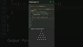 java programing - Pyramid pattern' #javapattern #java  #programming #coding #pyramid