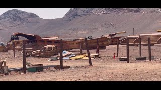 Passing iron ore mines when we were leaving Zouérate for Atâr in the Adrar Region, Mauritania.