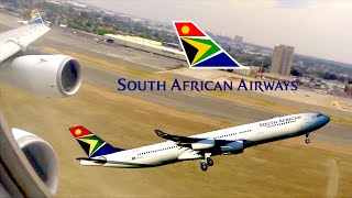 ✈︎ SOUTH AFRICAN AIRWAYS ✈︎  Airbus A340-300 - BRUTAL Take-Off - Hot n High