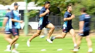 Israel Folau first Rugby training