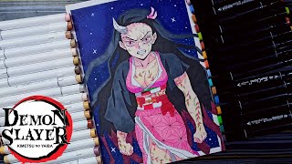 Drawing Nezuko Demon form | Demon Slayer Season 2 | Entertainment district arc | Zatch's Brush