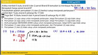 Bocoran Soal TPS kuantitatif UTBK tes kecukupan Pernyataan data #tps #utbk