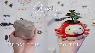 ASMR Process of Making Tako Pot | Full Process of Ceramic | Studio Vlog | ASMR Vlog