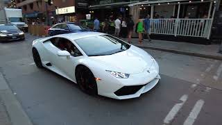 White Lamborghini Huracan in Yorkville Avenue | Carspotting + Slow Mode + Reverse Experience