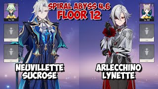 Arlecchino Lynette & Neuvillette Sucrose | Spiral Abyss 4.6