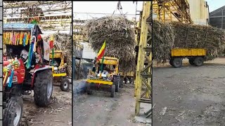 Over loaded trolley unload on Ugar Sugar Factory/31 TONS Sugarcane Unload #ugarsugarfactory