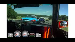 2 wheels in grass, #996 Porsche spin in hog pen vs #86 Bmw, #254 Porsche not driven by Randy Pobst