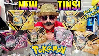 ALL NEW POKEMON CARDS TINS!! PIKACHU, EEVEE, AND ETERNATUS TIN! BLIND BATTLE OPENING!