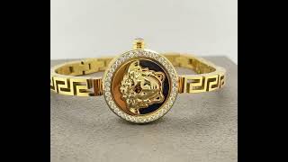 Women's Swiss Medusa Secret Gold Tone Stainless Steel Versace Bracelet Watch 25mm