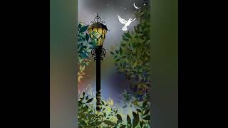 "Silent Night" Digital Landscape Painting #shorts #youtubeshorts #moonlight #night #lamp #dove