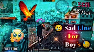 FREE FIRE💔SAD LIFE 😢 SHAYARI WHATSAPP STATUS |FREE FIRE SAD🥺SHAYARI STATUS |SAD😞 LOVE STORY STATUS