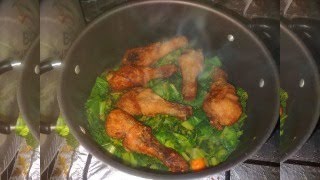 I'm Making Dinner LIVE Fry Chicken & Mustard Calaloo Mukbang