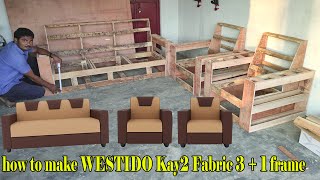 how to make WESTIDO Kay2 Fabric 3 + 1 frame//wooden sofa frame design//sofa set frame wooden