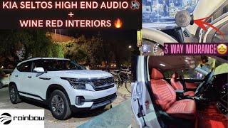 SELTOS 2022 High End Loud 3 WAY SQ AUDIO Upgrade 🔊 Wine RED Interiors 🔥 Rainbow 🇧🇪| CAR MAN INDIA