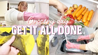 PRODUCTIVE GROCERY DAY CLEAN WITH ME | FRIDGE CLEAN | LAUNDRY HACK | KITCHEN ORGANISATION