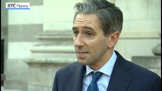 RTE NEWS - TAOISEACH SIMON HARRIS WEIGHS IN ON THE BRIAN STANLEY SINN FEIN SAGA - PORTLAOISE IRELAND