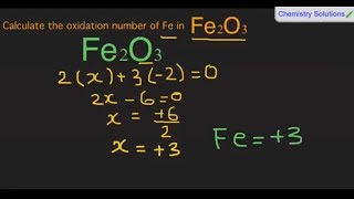 How to calculate the oxidation number of Fe in Fe2O3  Iron(III) oxide