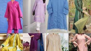 Stylish simple dress design ideas for girls|New latest trendy plain dress designs 2023