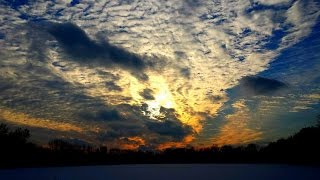 Frozen lake sunset