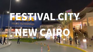 Night walking in new cairo festival city mall with no copyright music