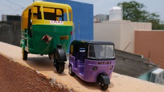 Unboxing Purple and Yellow Color Auto Rickshaw and Horn Sounds