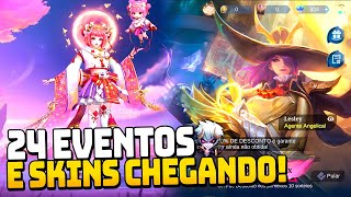 𝗧𝗢𝗗𝗢𝗦 𝗢𝗦 𝟮𝟰 𝗘𝗩𝗘𝗡𝗧𝗢𝗦 𝗗𝗘 𝗔𝗚𝗢𝗦𝗧𝗢! VARIAS SKINS E NOVIDADES! MOBILE LEGENDS