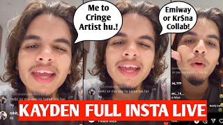 Kayden on COLLAB with Emiway Bantai & KRSNA | Kayden Sharma Full Insta Live | Kayden Insta Live