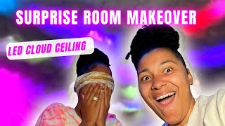 I Surprised Steph with a Room Makeover | DIY LED Cloud Ceiling #stephandnova #trending