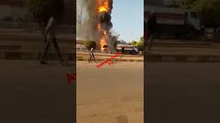 BREAKING: Tension As Fire Guts Conoil Filling Station In Abuja