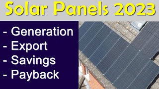 Solar Panel Summary 2023 - Generation, Export, Savings, Payback