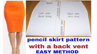 How to draft a bandless pencil skirt pattern with a back vent/ detailed