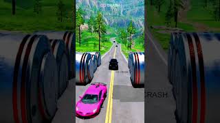 car vs 6 bollard crash  #shorts  #viral beamngdrive #beamng