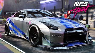 Nissan GTR r35 Brian's style Customization and gameplay in Need For Speed heat