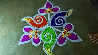 Puratasi madham🌻vijayadashami special3*2🌻muggulu sangudesign🌻saraswati pooja flower kolam#kanishcr