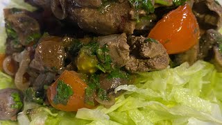 Chicken Liver Salad / Salată caldă de ficăței