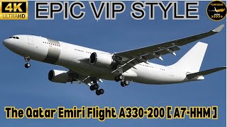 EPIC VIP STYLE: The Qatar Emiri Flight Airbus A330-220 at Newcastle International airport