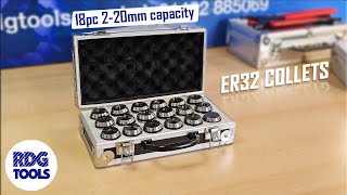 ER32 collet set 18pc 2-20mm capacity ER32 range (RDG TOOLS)