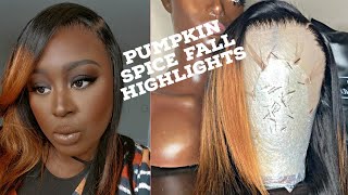 🎃PUMPKIN SPICE 🍂FALL HIGHLIGHTS AFFORDABLE WIG SLAY #pumpkinspiceseason #fallhaircolor #wiginstall