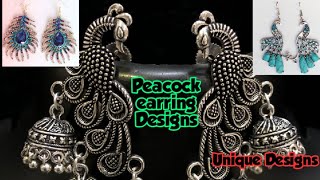 Peacock earrings 🦚. Unique Peacock earrings for smart look. Zoomka designs.