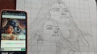 Shiv ji and mata Parvati drawing, Mahashivratri drawing,(part-1)