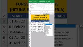 CARA MENGGUNAKAN FUNGSI NETWORKDAYS DI EXCEL #shorts #excel #exceltutorial