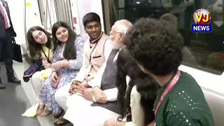 PM Narendra Modi takes a ride on the newly inaugurated Mumbai Metro Rail Lines