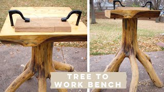 Turning a Tree Trunk Into a Work Bench