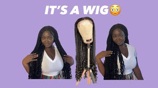 REALISTIC FRONTAL KNOTLESS BRAIDED WIG/ NO GLUE , QUICK AND EASY WAY TO STYLE YOUR BRAIDED WIG