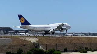 Lufthansa Boeing 747-8 landing at Los Angeles International Airport